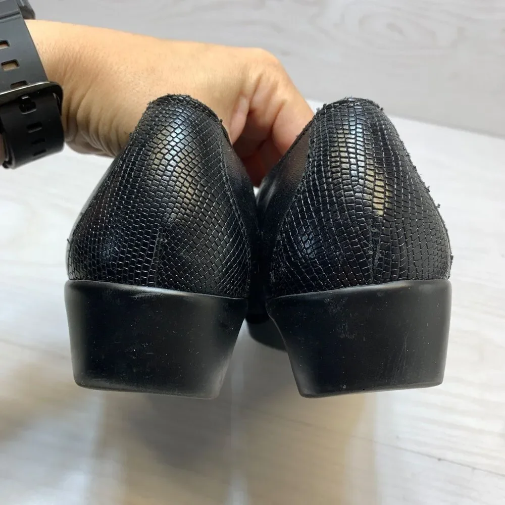SAS Nora Womens Black Leather Slip On Loafer Wedge Size 10.5 N Orthotic Comfort